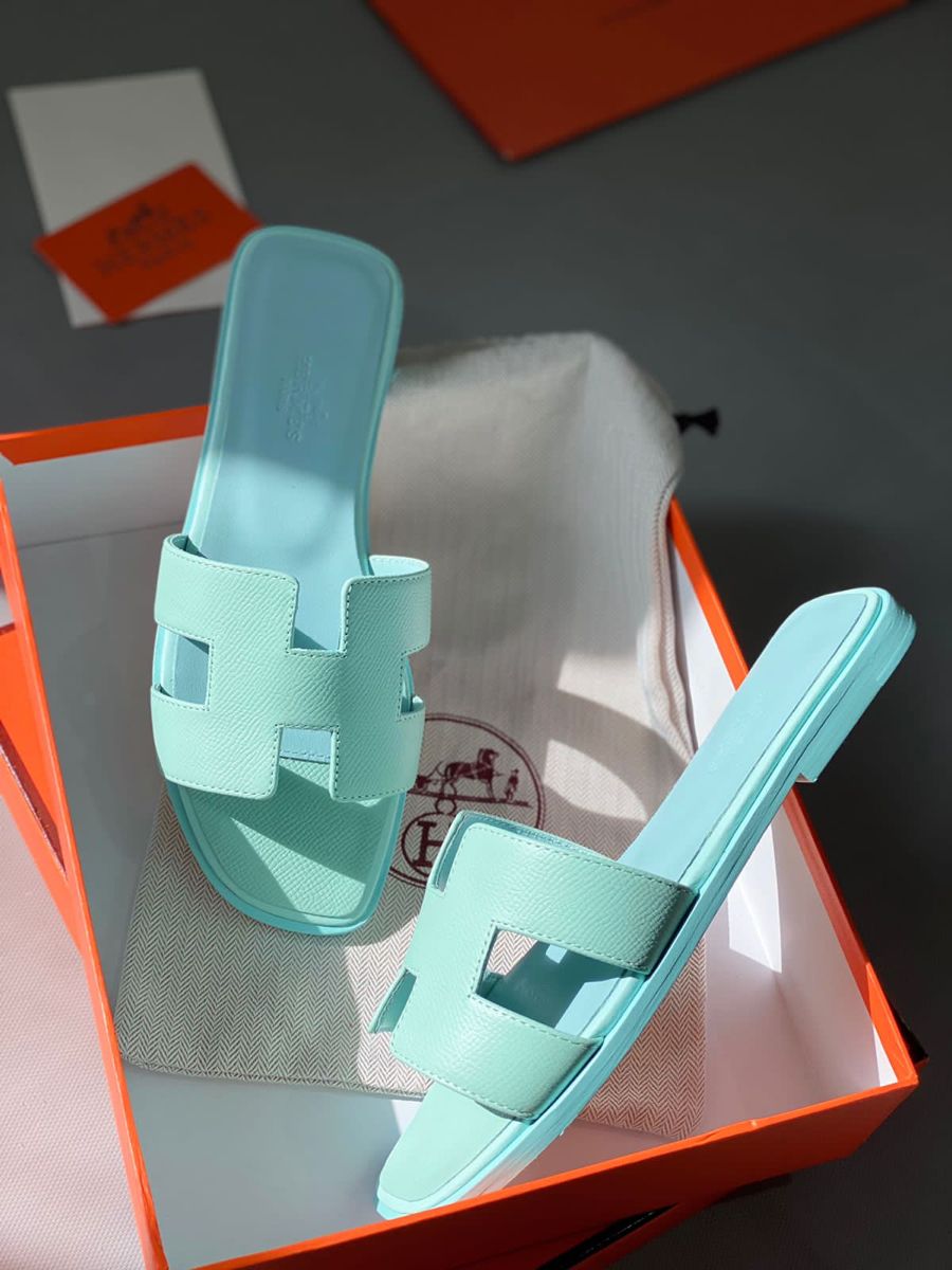 Sandale Hermès Cuir Bleu Ciel