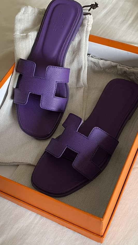 Sandale Hermès Cuir Aubergine