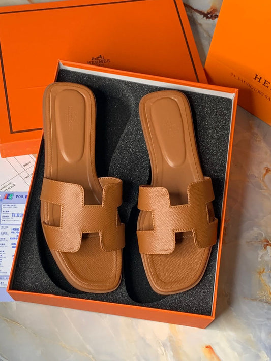 Sandale Hermès Cuir Marron Camel